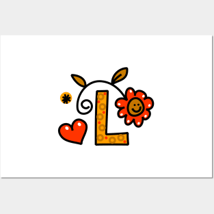 Letter L abc monogram hand drawn colorful alphabet Posters and Art